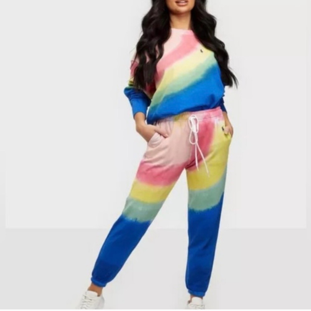 Polo Ralph Lauren Rainbow Tie Dye French Terry Joggers Sweatpants XS